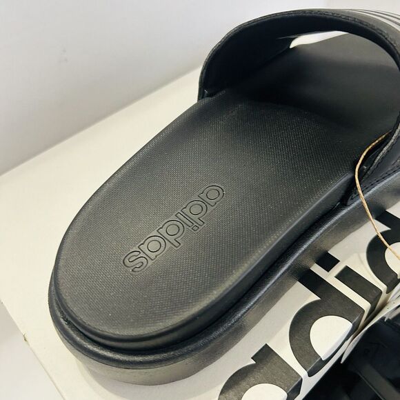 Adidas Adilette Women's Platform Slides Sandals Sz 8 Core Black Casual Beach - Picture 3 of 5